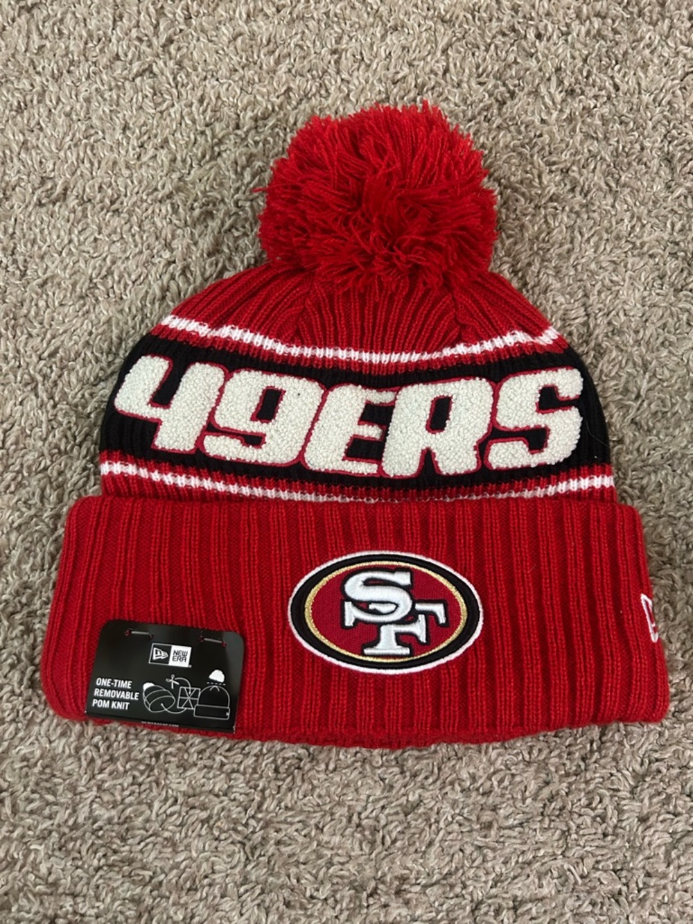 NFL New Era San Francisco 49ers Red Pom Beanie NWT Football Warm Men Fathers Day